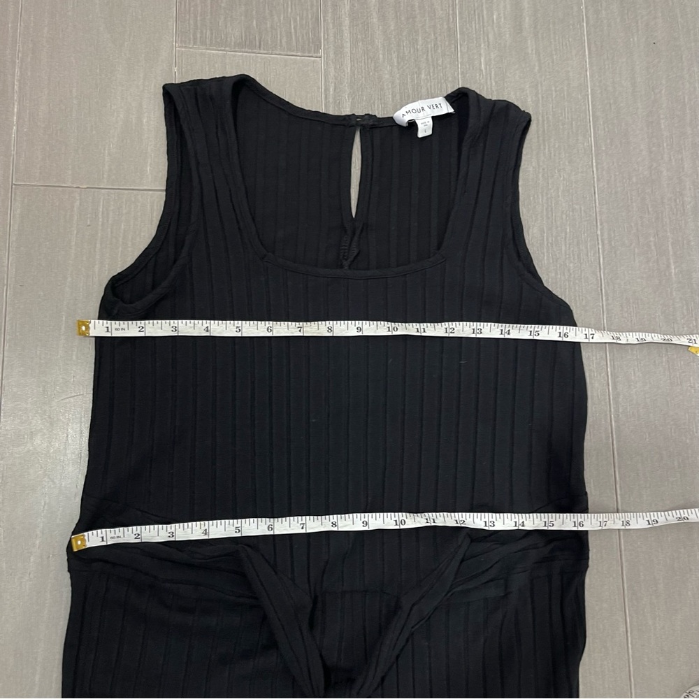 Amour Vert Briar Provence Rib Jumpsuit Black Size L Large Ankle Crop Minimalist - Picture 11 of 15